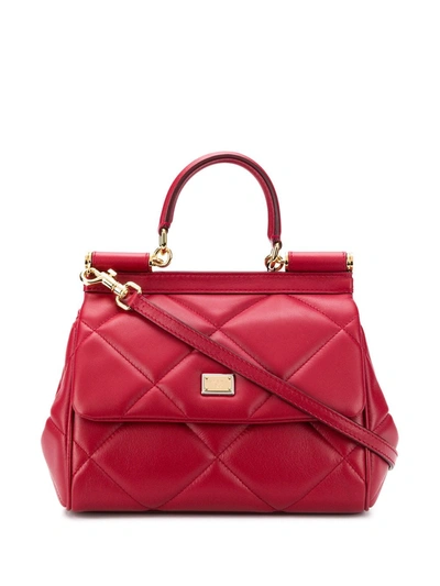 Dolce & Gabbana Small Quilted Sicily Bag In Red