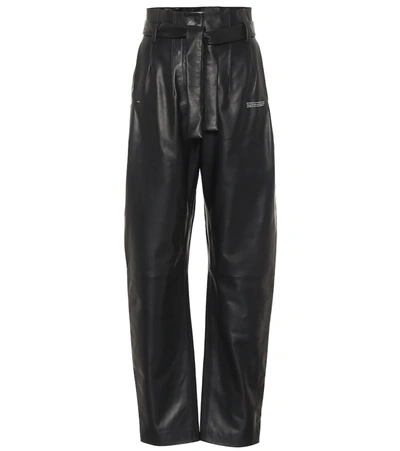 Off-white Black High Waist Tapered Leather Trousers