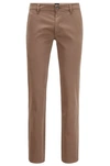 Hugo Boss - Slim Fit Casual Chinos In Brushed Stretch Cotton - Khaki