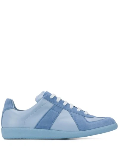 Maison Margiela Replica Leather And Suede Sneakers In Blue