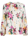 La Doublej Floral Print Long-sleeve Blouse In Breezy Bianco