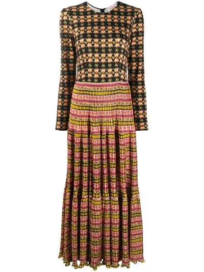 La Doublej Hera Ruffle Printed Dress In Black