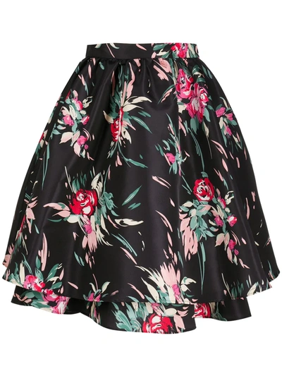 La Doublej High-waisted Floral Print Tutu Skirt In Breezy Nero