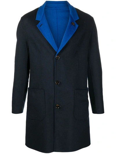 Kired Contrast Lining Single Breasted Coat In Blue