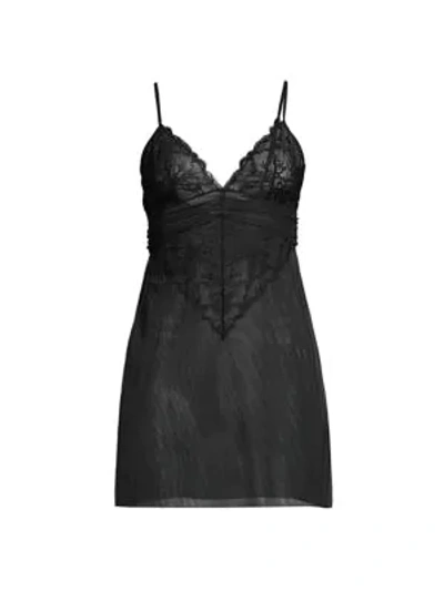 La Perla Parigina Alida Mesh Lace Chemise Nightgown In Black