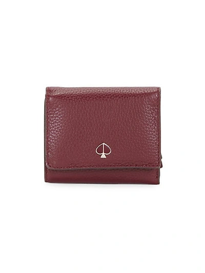Kate Spade Small Polly Tri-fold Leather Wallet In Cherry Wood