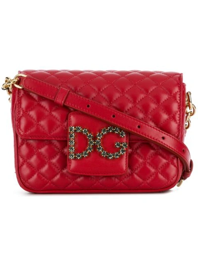 Dolce & Gabbana Logo Quilted Leather Crossbody Bag In Red