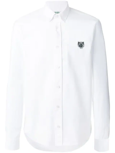 Kenzo Side Tiger Pattern Shirt In Bianco