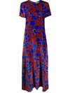 La Doublej Edition 22 Floral Velvet Sable Silk-blend Swing Dress In Devon Bordeaux