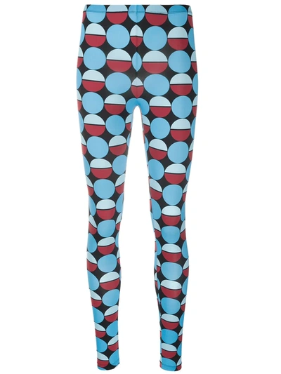 La Doublej Geometric Print Stretch Leggings In Sfere Azzurro