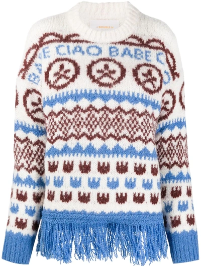 La Doublej Engadina Intarsia Knit Jumper In Hippie Bianco
