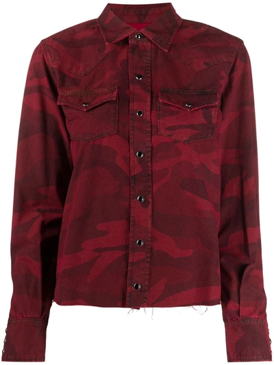 Saint Laurent Camouflage Print Shirt In Red