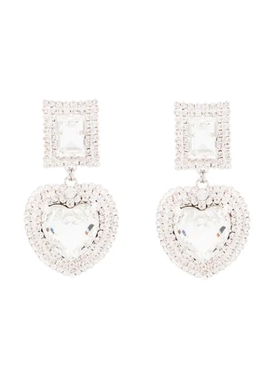 Alessandra Rich Crystal-embellished Heart-shape Earrings In Metallic