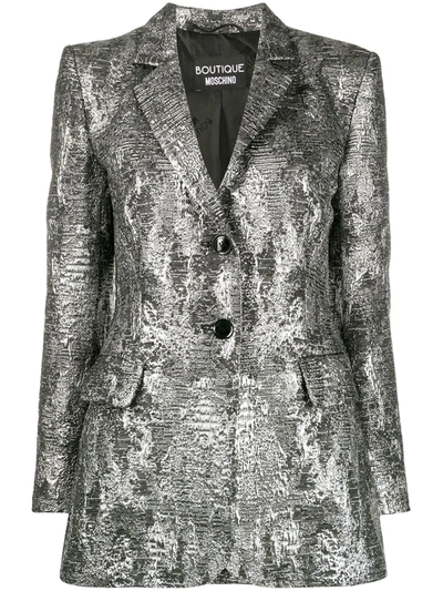 Boutique Moschino Metallic-effect Blazer In Silver