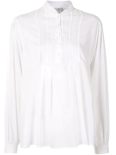 Etro Lace Front Bib Blouse In White