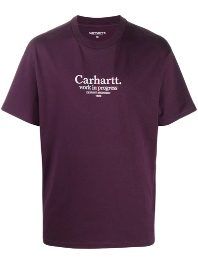 Carhartt Short-sleeved Logo Print T-shirt In Purple