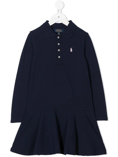 Ralph Lauren Kids' Embroidered Logo Polo Dress In Navy