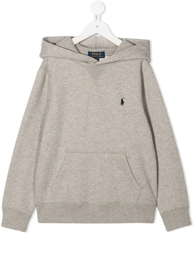 Polo Ralph Lauren Kids' Embroidered Logo Hoodie In Grey