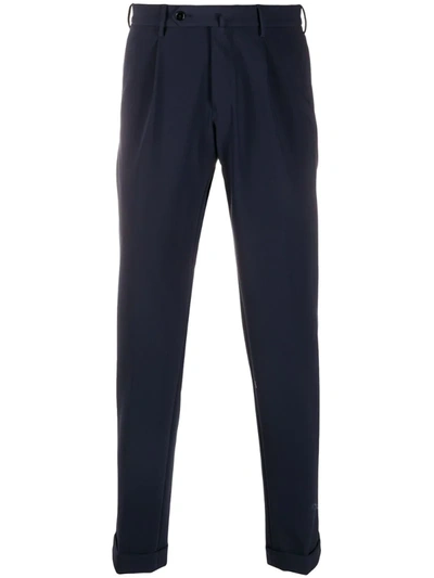 Pt01 Pintuck Detail Slim-fit Trousers In Blue