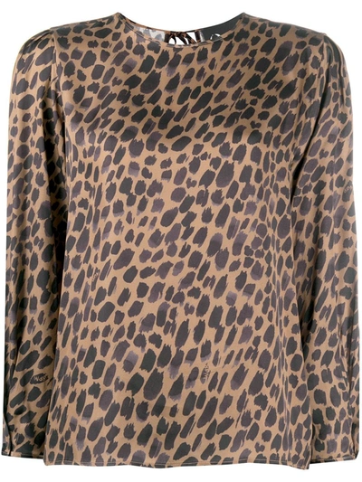 8pm Leopard-print Blouse In Brown