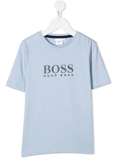 Hugo Boss Kids' Logo-print T-shirt In Blue
