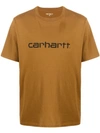 Carhartt Crew Neck Logo Print T-shirt In Brown