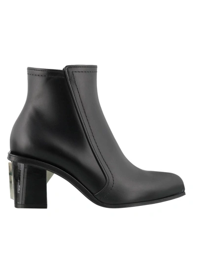 Alexander Mcqueen Block Heel Leather Booties In Black