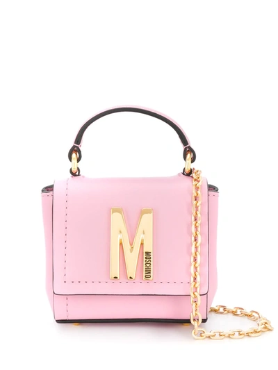 Moschino Leather Mini Cross Body Bag In Pink