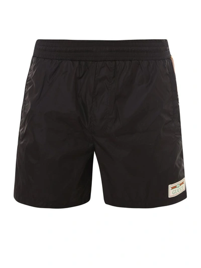 Gucci Nylon Swim Trunks In Black