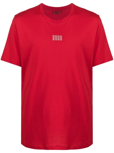Hugo Boss Logo Print Cotton T-shirt In Red