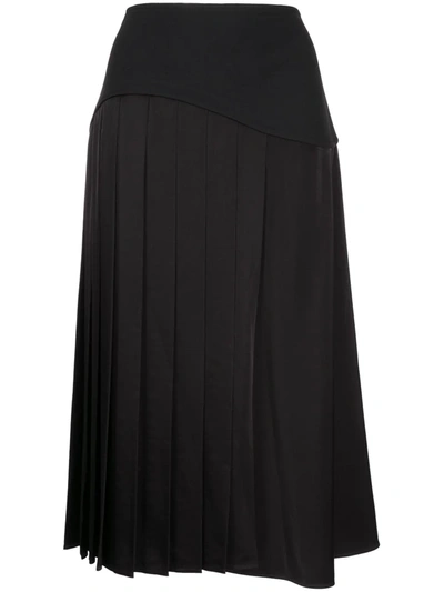 Victoria Beckham Pleated Midi Skirt In Black