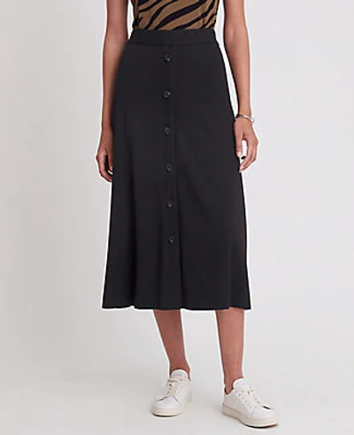Ann Taylor Petite Button Column Midi Skirt In Black