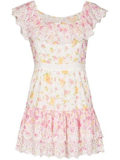 Loveshackfancy Denver Floral-printed Mini Dress In White