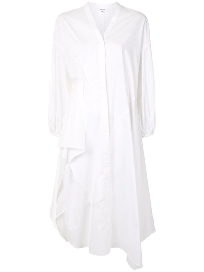Enföld V-neck Draped Shirt Dress In White
