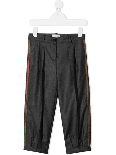 Gucci Kids' Embroidered Side-panel Trousers In Grey