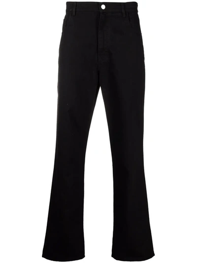 Raf Simons Crop Cotton Denim Jeans W/ Zip Pockets In Black