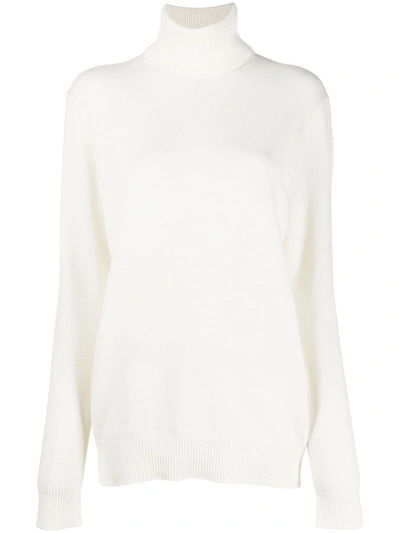 Dolce & Gabbana Slim Knit Wool Turtleneck Sweater In White