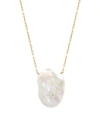 Samira 13 Women's 18k Yellow Gold, 22mm White Baroque Pearl & Diamond Galaxy Pendant Necklace