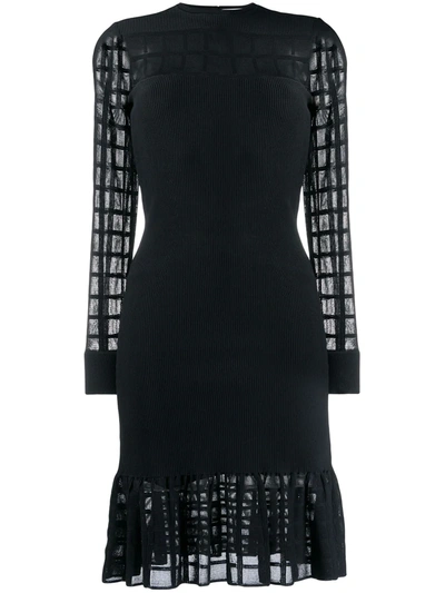 Alexander Mcqueen Lace Panel Knit Mini Dress In Black