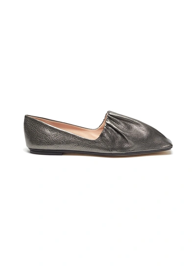 Rodo Pleated Leather Loafers In Lead