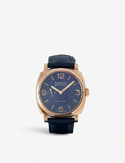 Panerai Pam00695 Radiomir Base Logo Polished Steel Watch In Blue