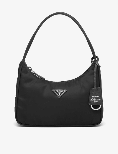 Prada 2000 Re-edition Recycled Nylon Shoulder Bag In Black
