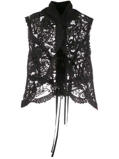 Ann Demeulemeester High-neck Sleeveless Lace Vest In Black