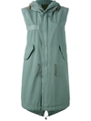 Mr & Mrs Italy Sleeveless Parka Coat In Green