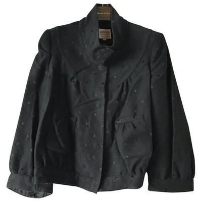 Pre-owned Armani Collezioni Wool Short Waistcoat In Black