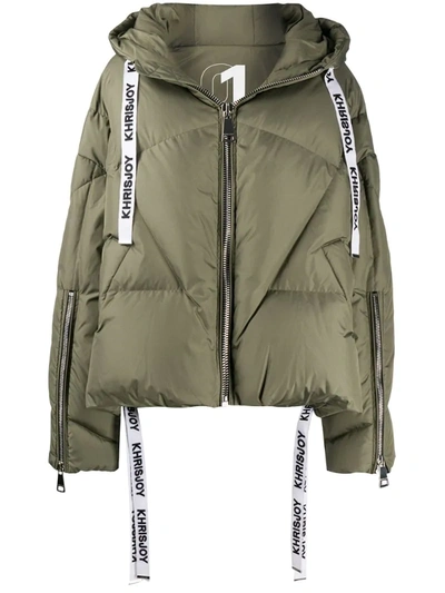 Khrisjoy Drawstring Logo Puffer Jacket In Green