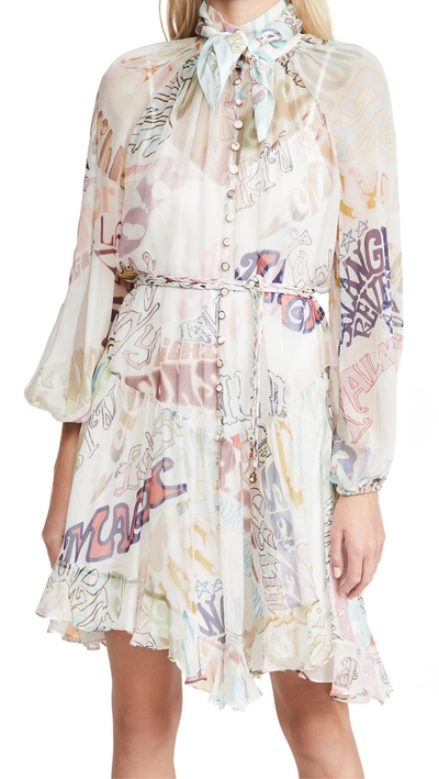 Zimmermann Ladybeetle Angled Midi Dress In Word Print