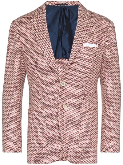 Kiton Single-breasted Cashmere Blazer In Red
