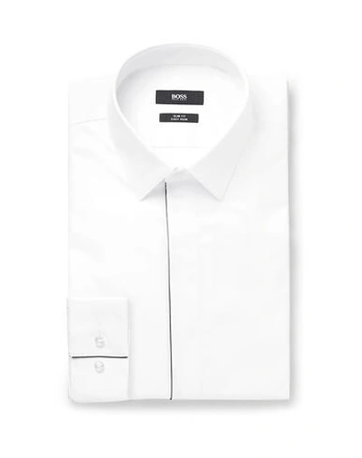 Hugo Boss Basic Solid Slim Fit Dress Shirt In White