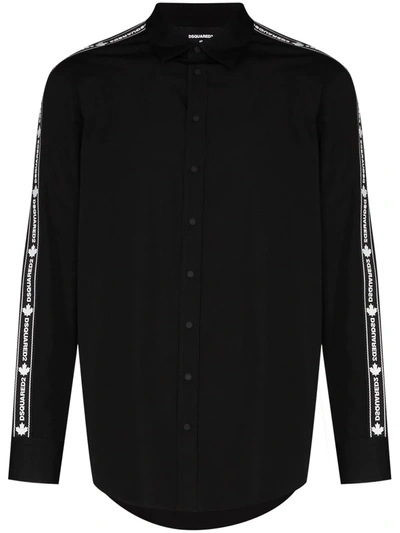 Dsquared2 Logo-tape Buttoned Shirt In Black